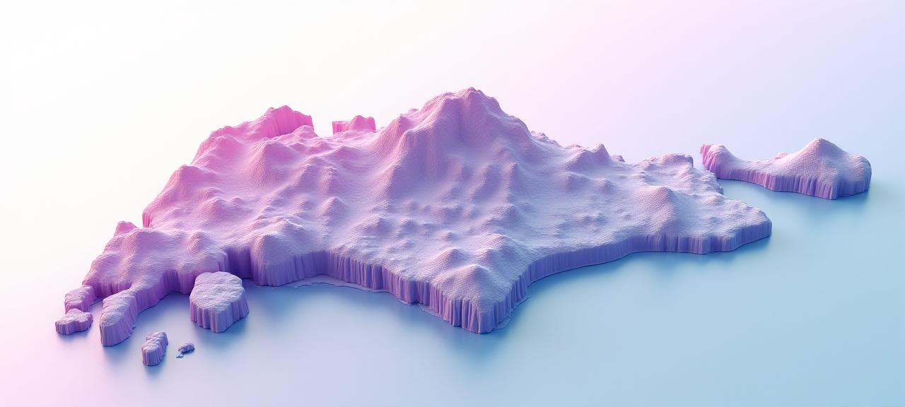 High-resolution topographic map of Singapore terrain