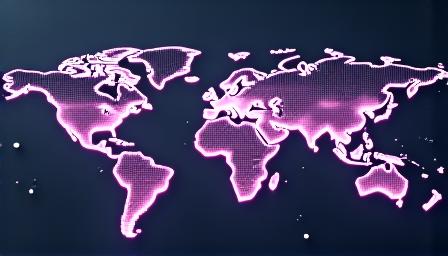 A logistical chart showing supply chain routes over a global projection